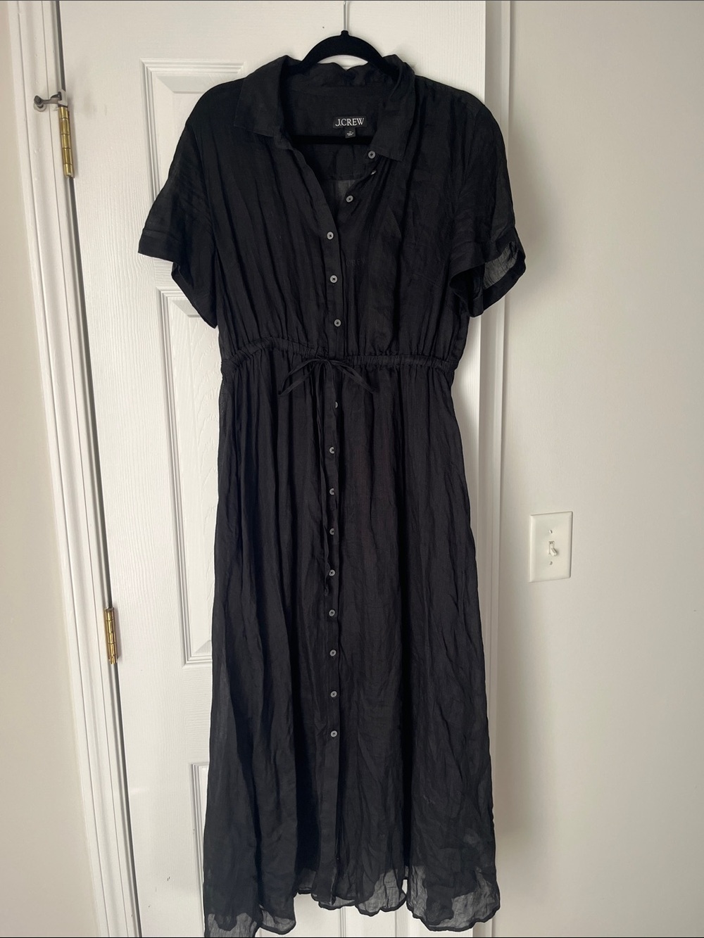 J. Crew Black Button-Front Maxi Dress